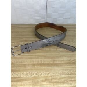 Vintage Tony Lama Gray Leather Western Belt USA Made 34 Cowboy Cutout Back